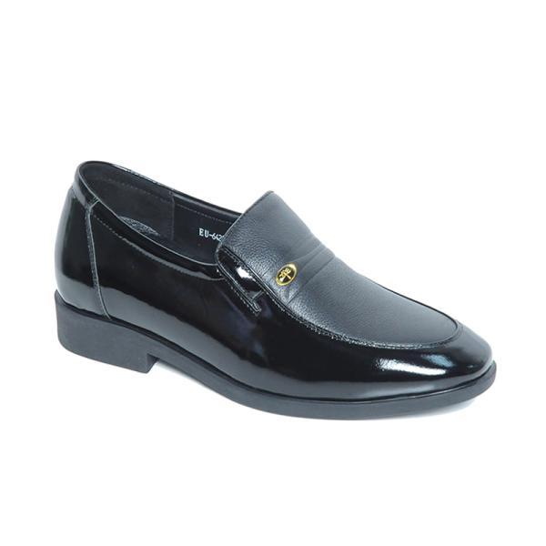 Giày cao 7cm da đen sần bóng