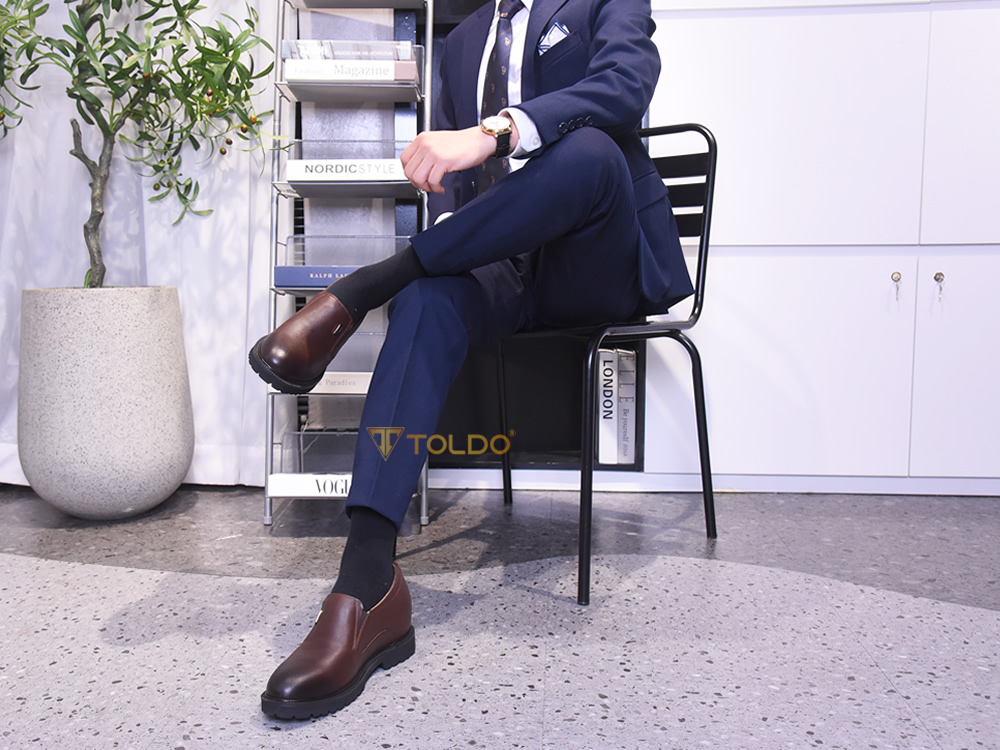 Giày lười cao 10cm cho nam da mềm nhẹ 14