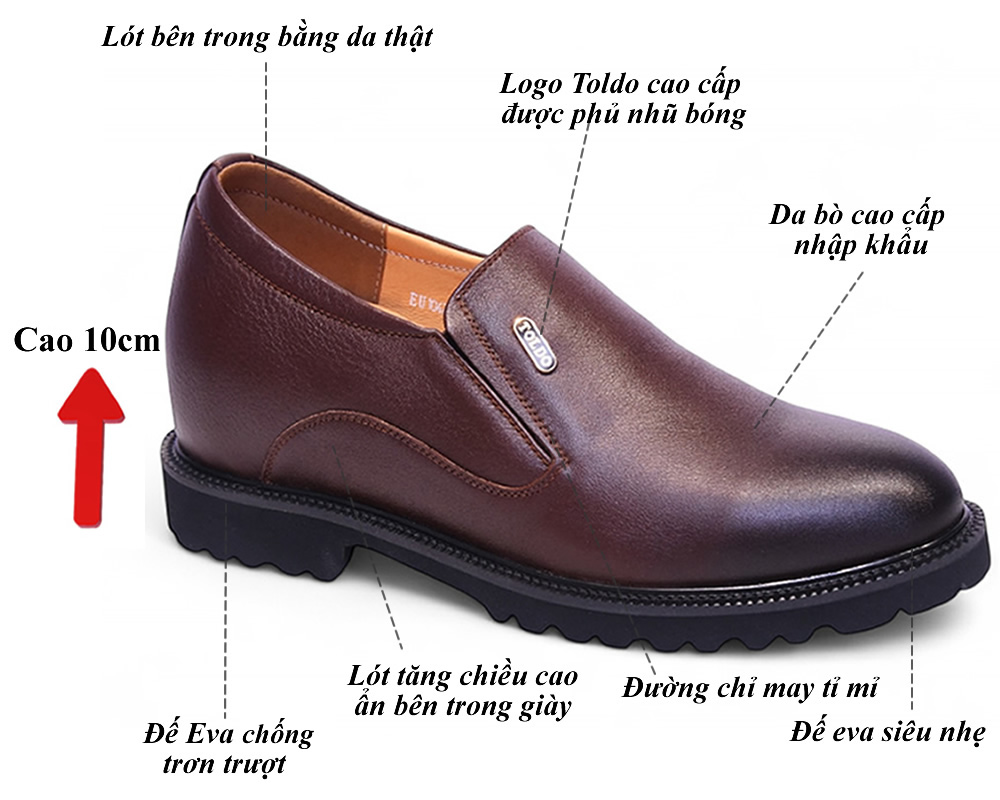 Giày lười cao 10cm cho nam da mềm nhẹ 8