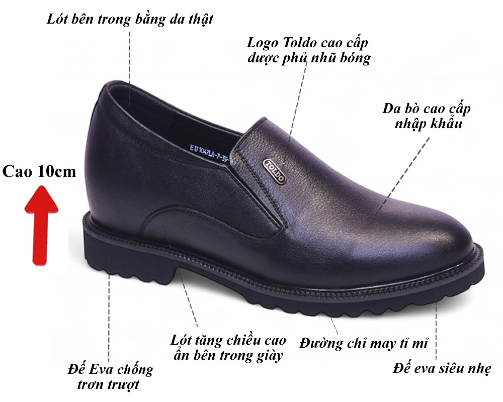 Giày tăng 10cm cho nam da mềm nhẹ 8