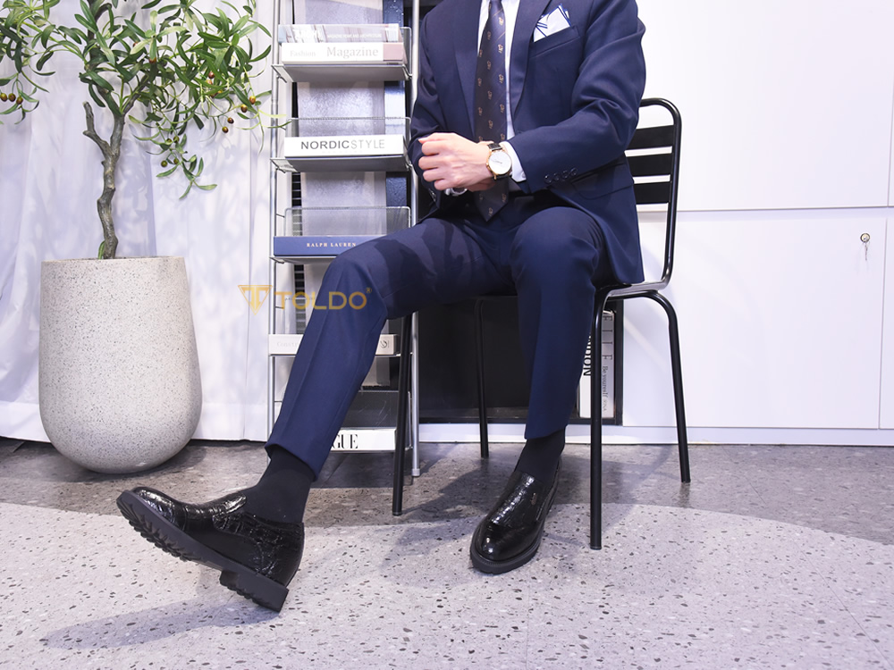 Giày cao nam 10cm da bóng vân cá sấu 6