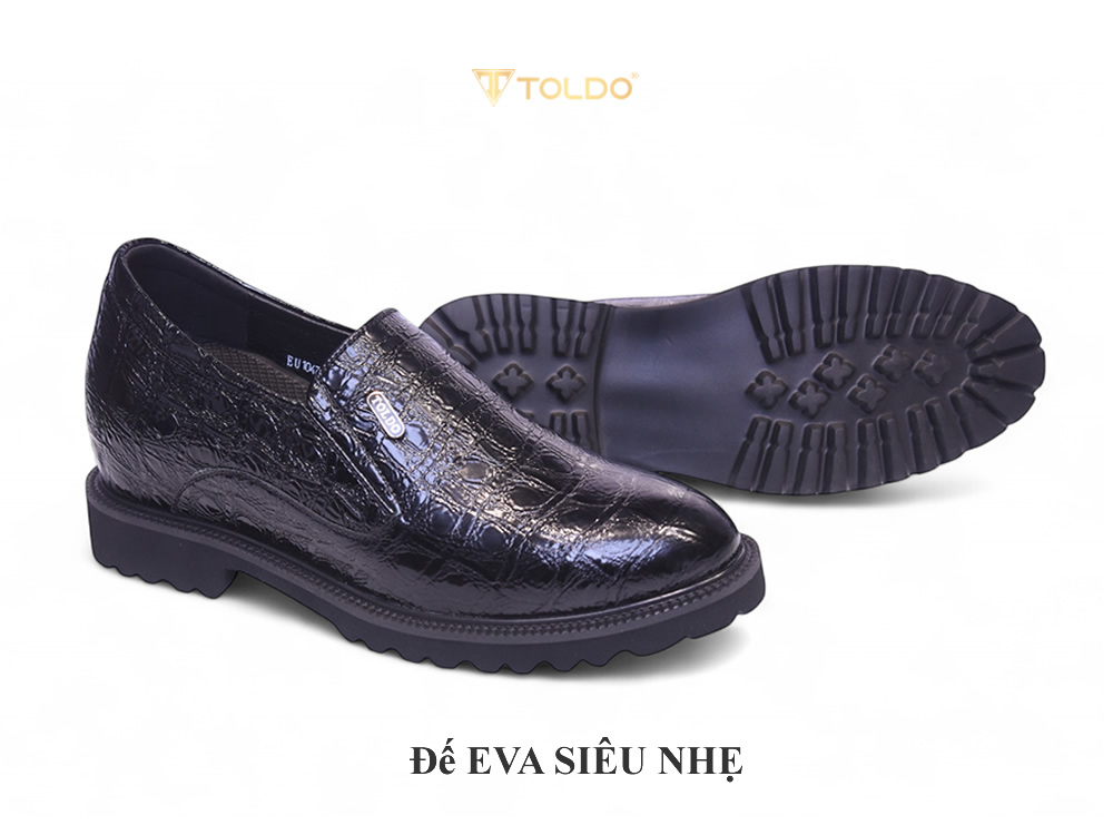 Giày cao nam 10cm da bóng vân cá sấu 10