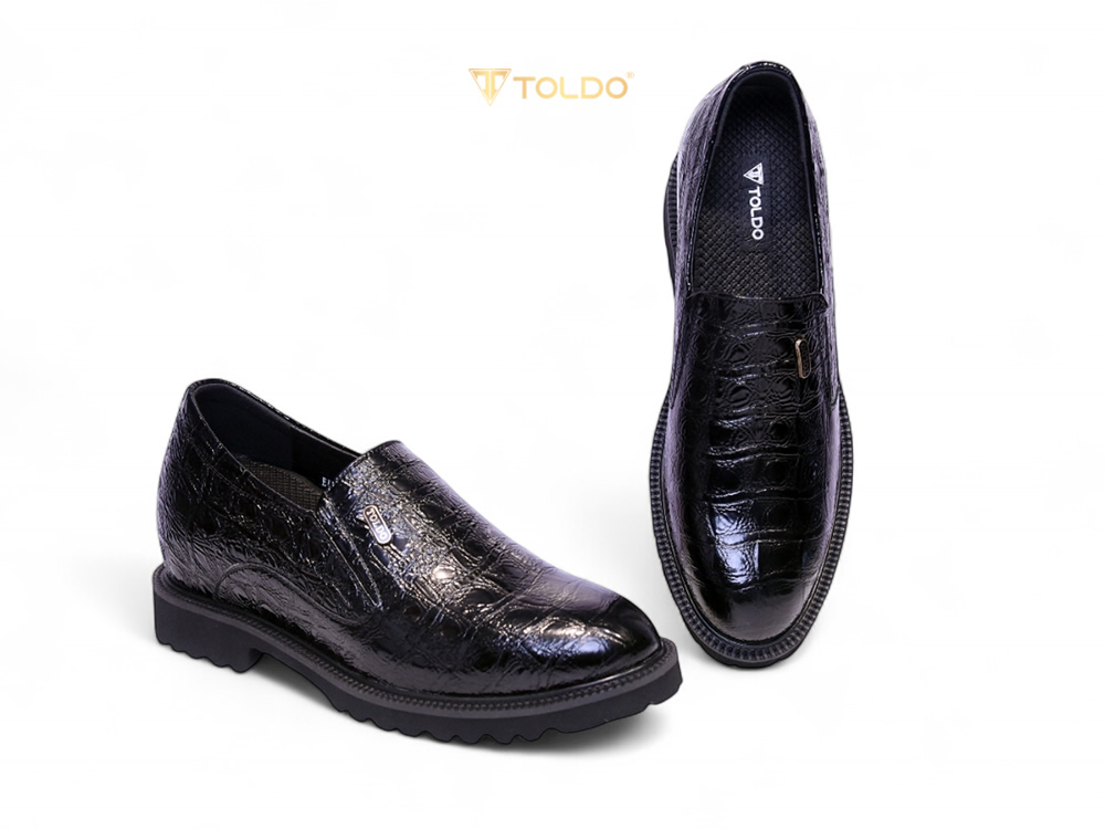 Giày cao nam 10cm da bóng vân cá sấu 9