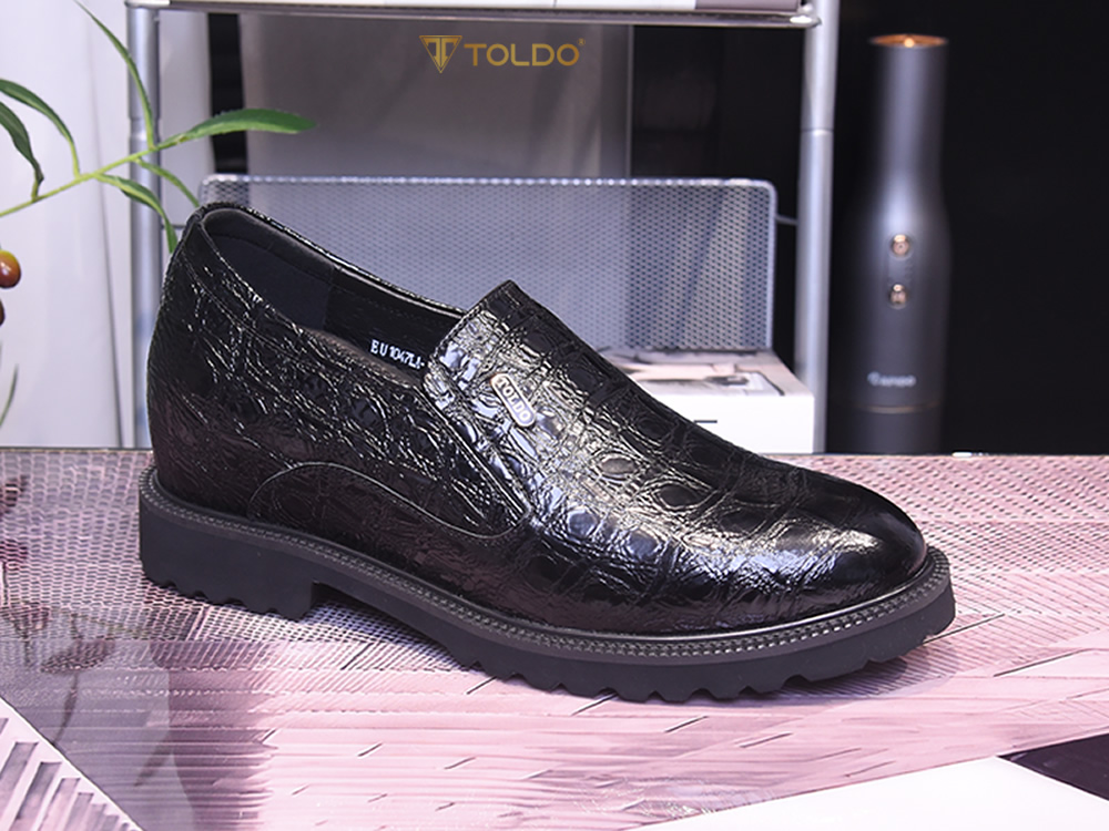 Giày cao nam 10cm da bóng vân cá sấu 13