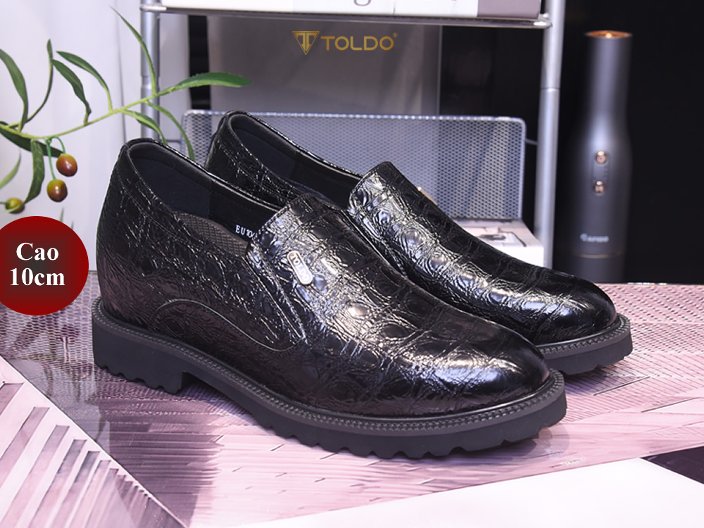 Giày cao nam 10cm da bóng vân cá sấu 1
