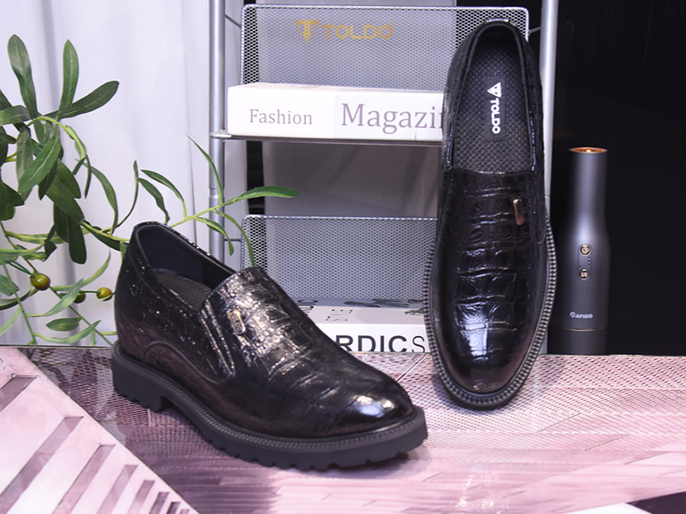 Giày cao nam 10cm da bóng vân cá sấu 2