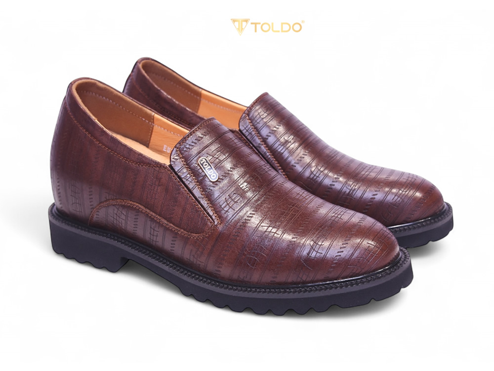 Giày cao 10cm siêu nhẹ màu nâu sần 11