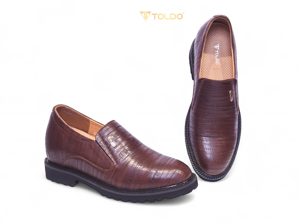 Giày cao 10cm siêu nhẹ màu nâu sần 9