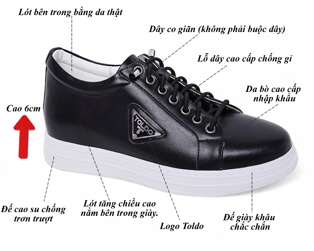 Giày sneaker tăng 8cm chiều cao nam