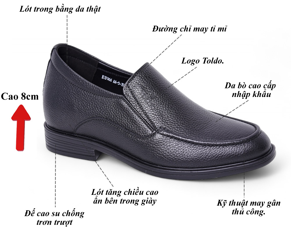 Giày cao 8cm đen sần