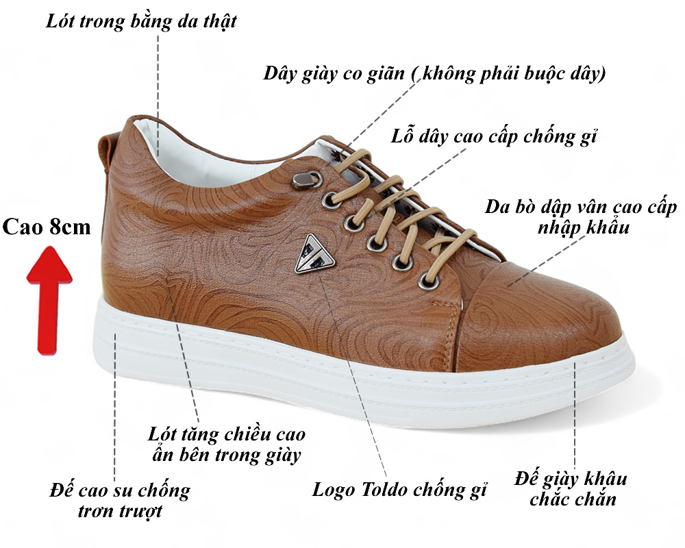 Giày sneaker tăng 8cm chiều cao