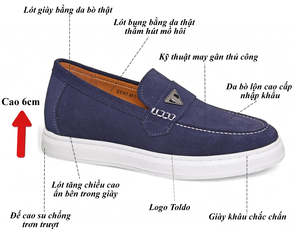 Giày nam cao 6cm da lộn