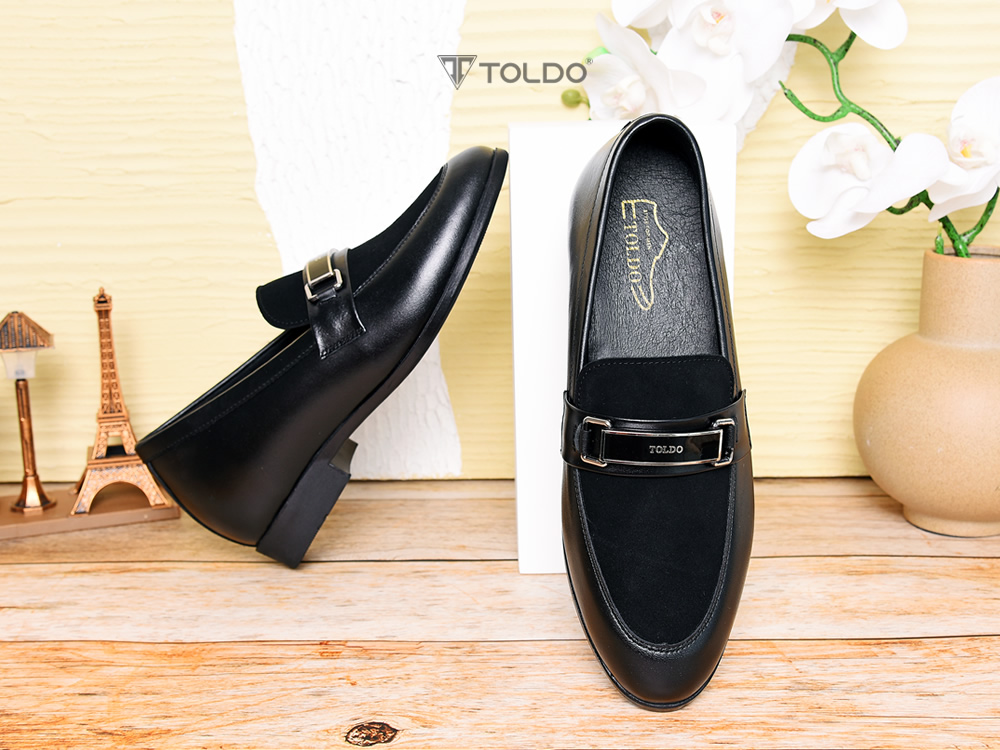 Giày cao 6cm loafer phối da lộn