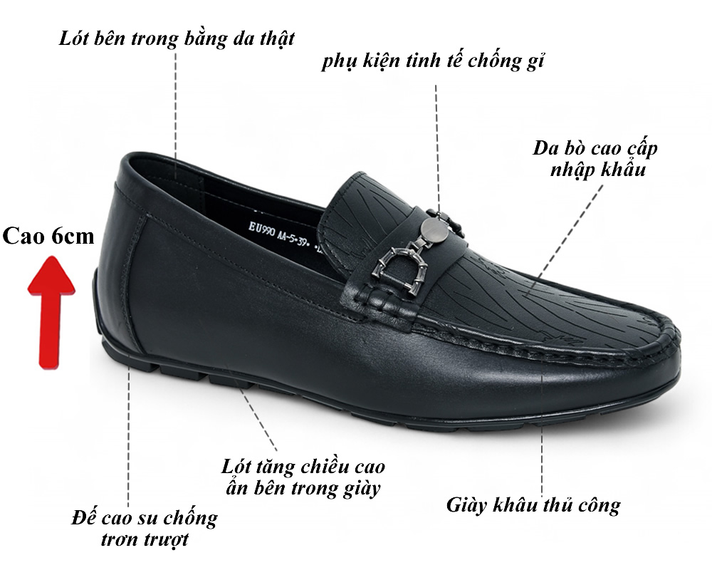 Giày mọi cao 6cm cho nam siêu nhẹ