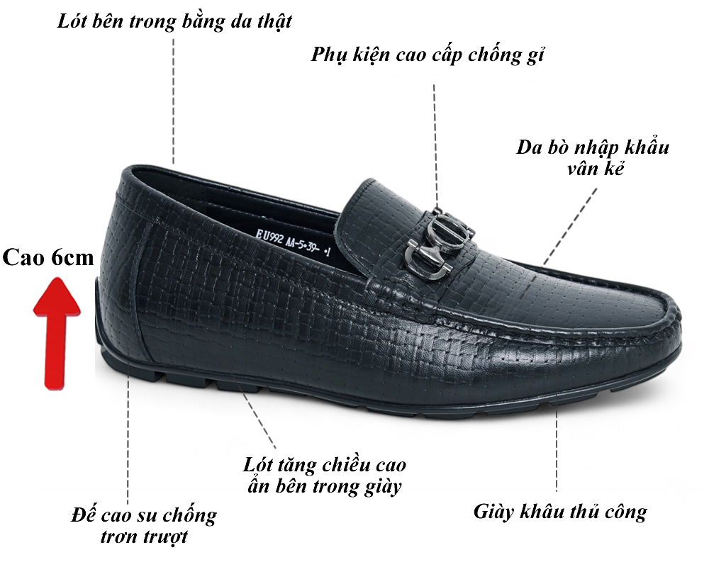 Giày mọi cao 6cm da thật 