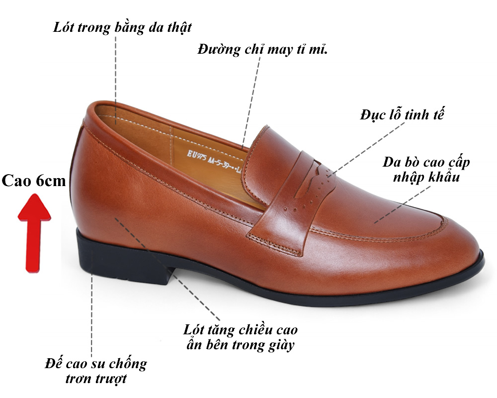 Giày loafer cao 6cm siêu nhẹ