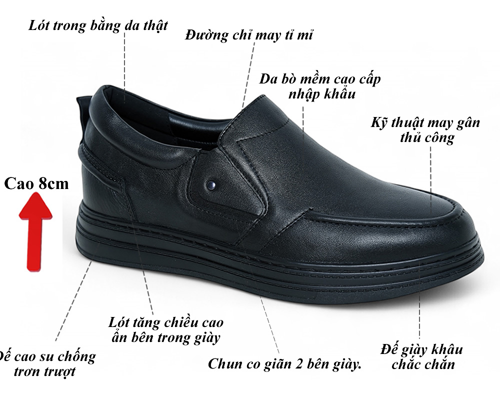 Giày cao 8cm thể thao da mềm