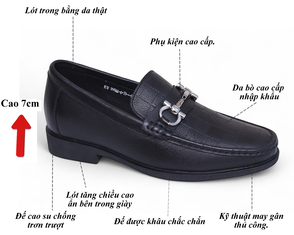 Giày tăng chiều cao 7cm đế khâu