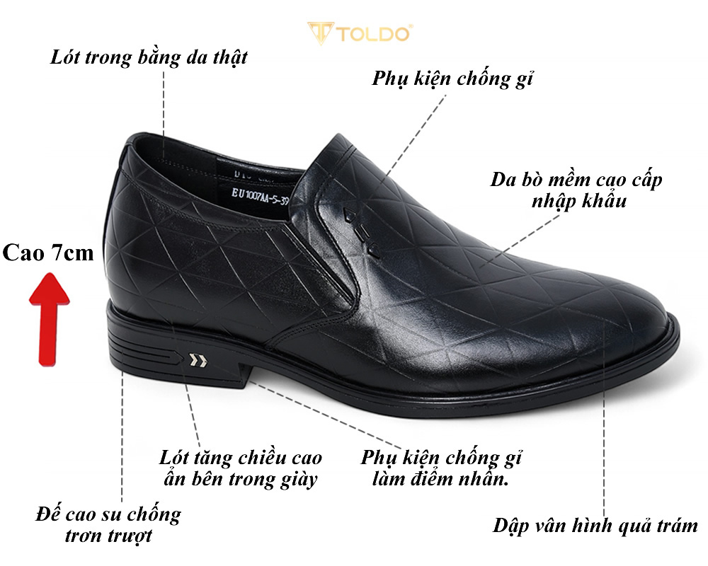 Giày cao 7cm họa tiết vân trám