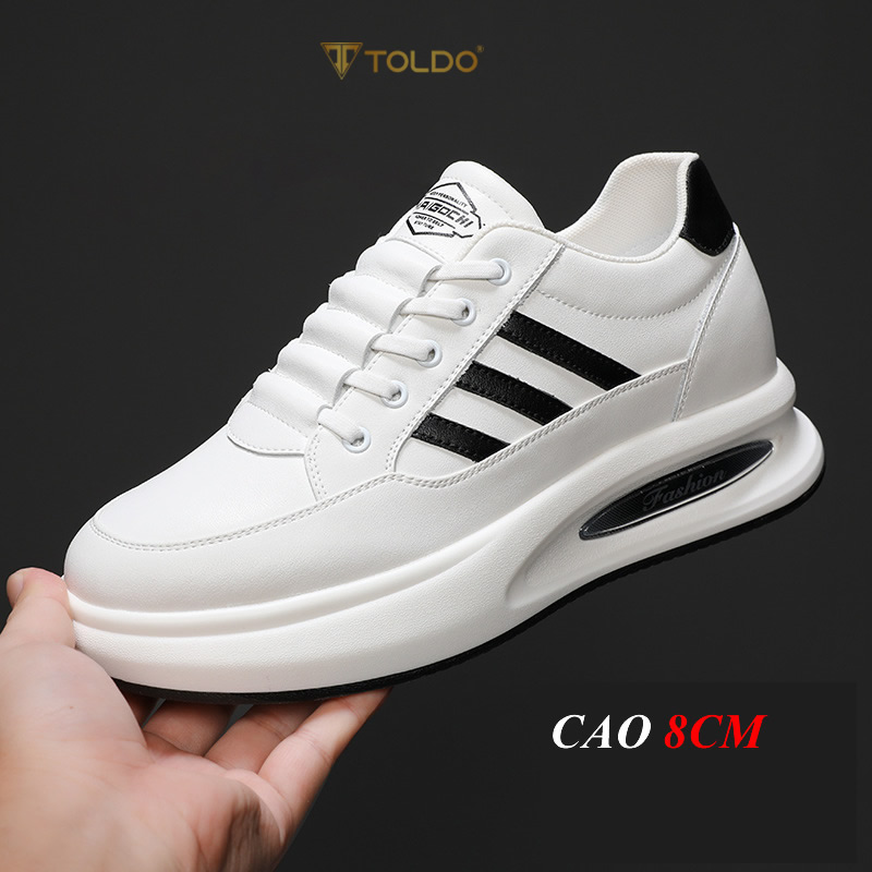 Giày cao 8cm thể thao nam màu trắng