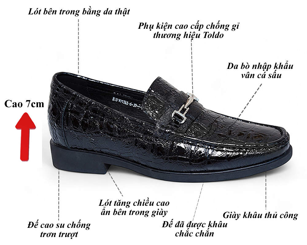 Giày cao 7cm họa tiết vân cá sấu