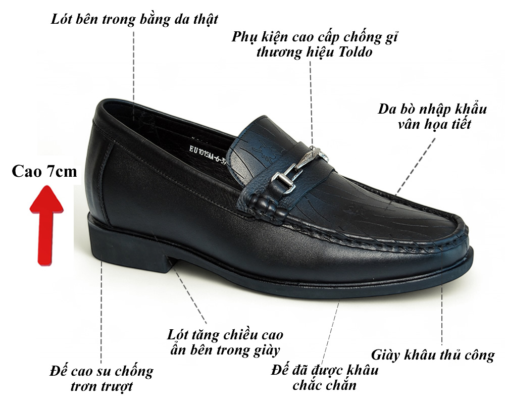 Giày cao 7cm da thật đế khâu