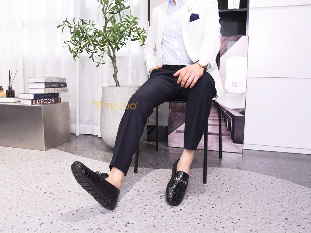 Giày mọi cao 6cm vân cá sâu - đế khâu