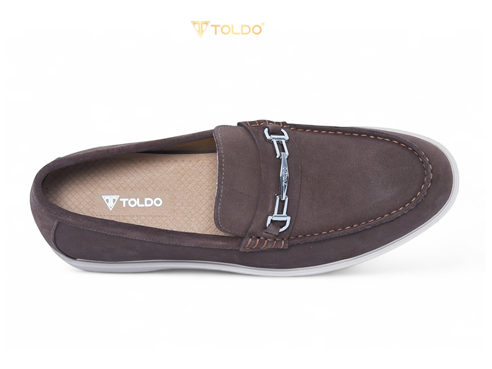 Giày da lộn nam tăng 7cm đế khâu