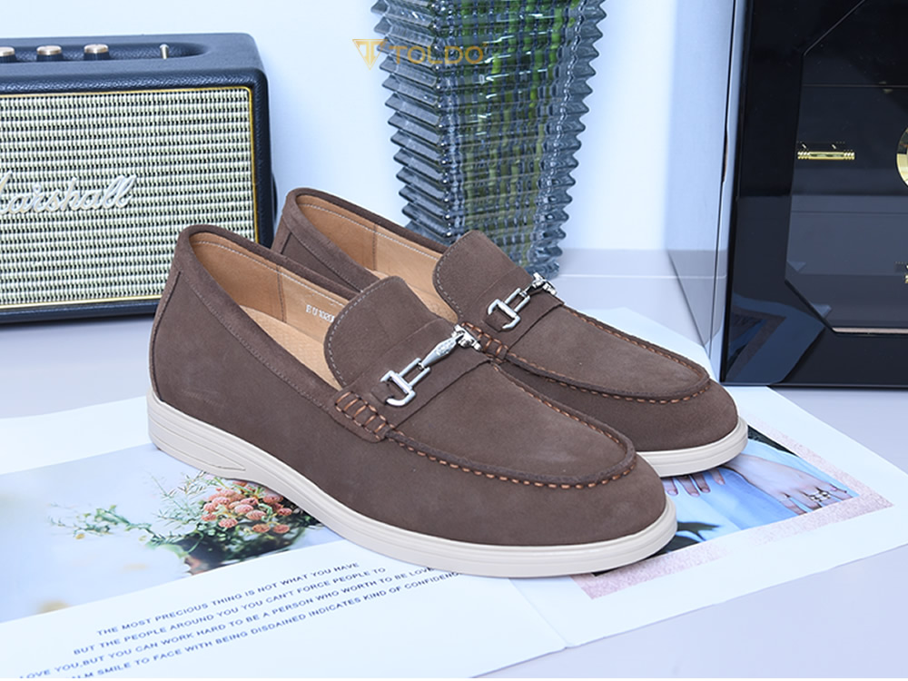 Giày da lộn nam tăng 7cm đế khâu