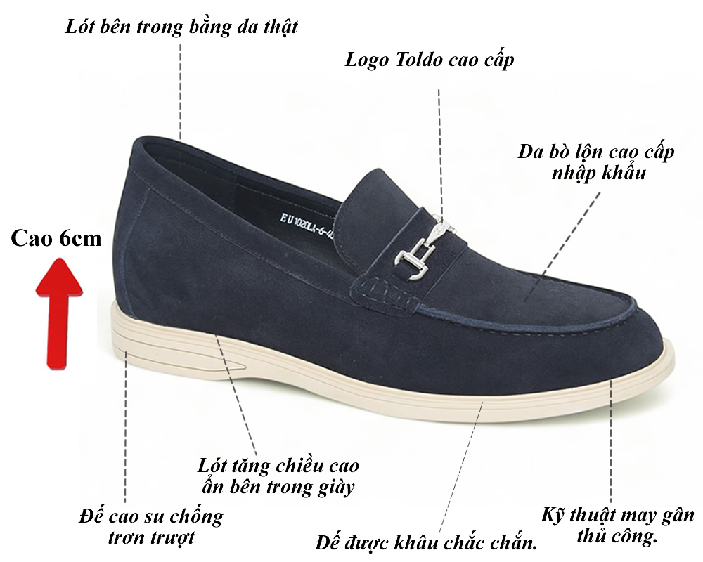 Giày da lộn mềm tăng 7cm chiều cao