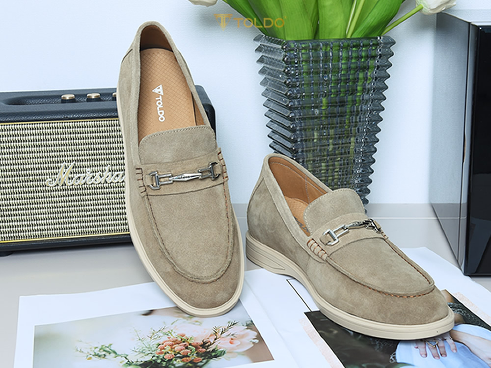 Giày nam cao 7cm da lộn đế khâu
