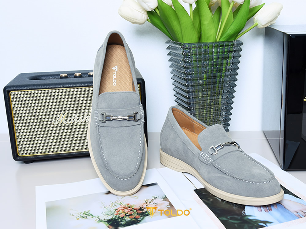 Giày tăng 7cm da lộn mềm đế khâu