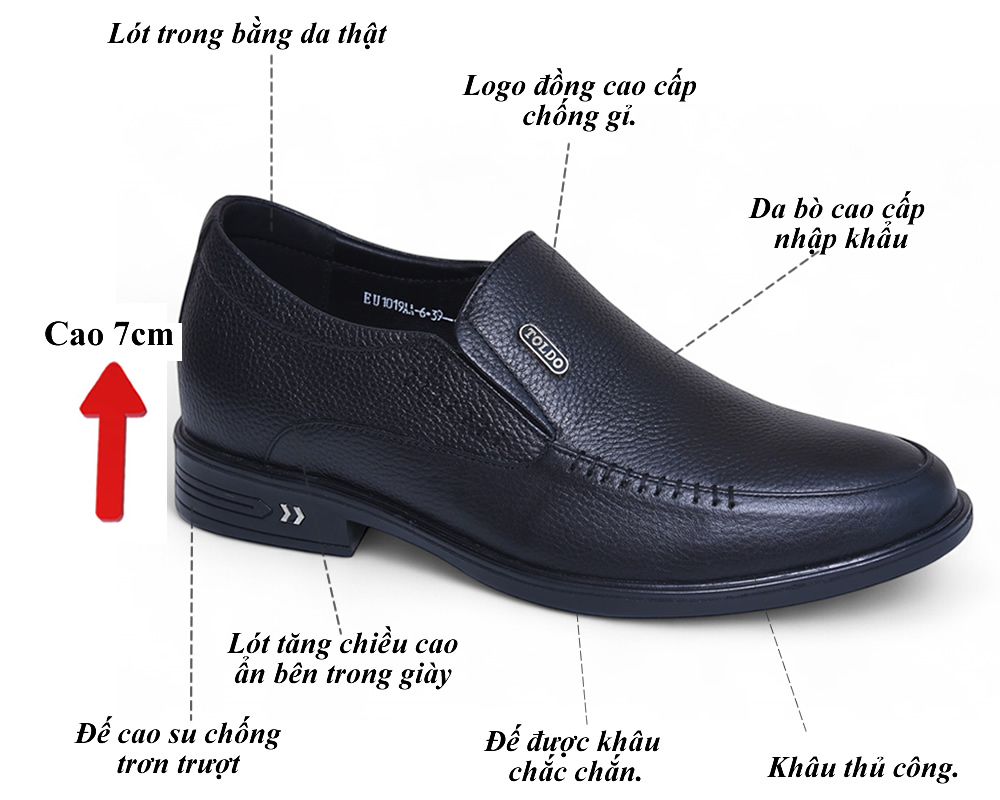 Giày cao 7cm da sần đế khâu