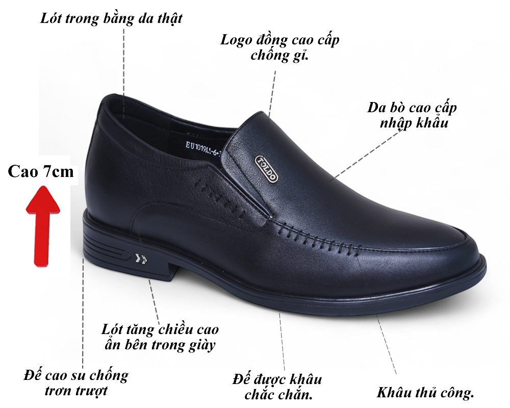 Giày cao 7cm da mềm đế khâu