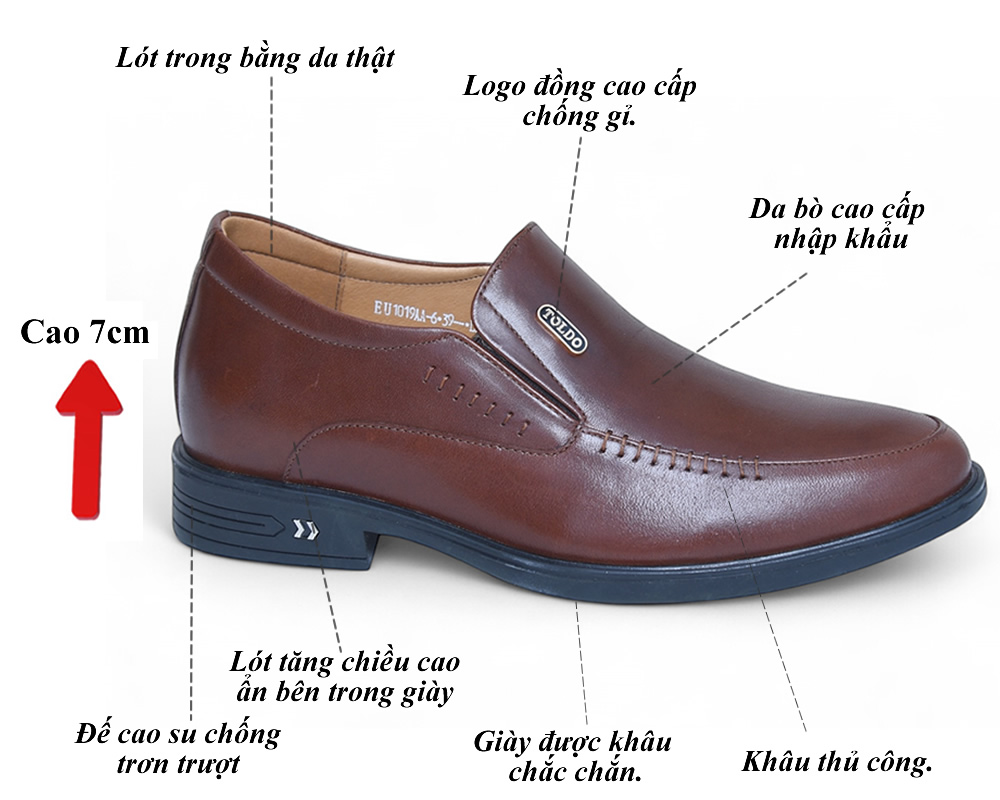 Giày cao nam 7cm cao cấp