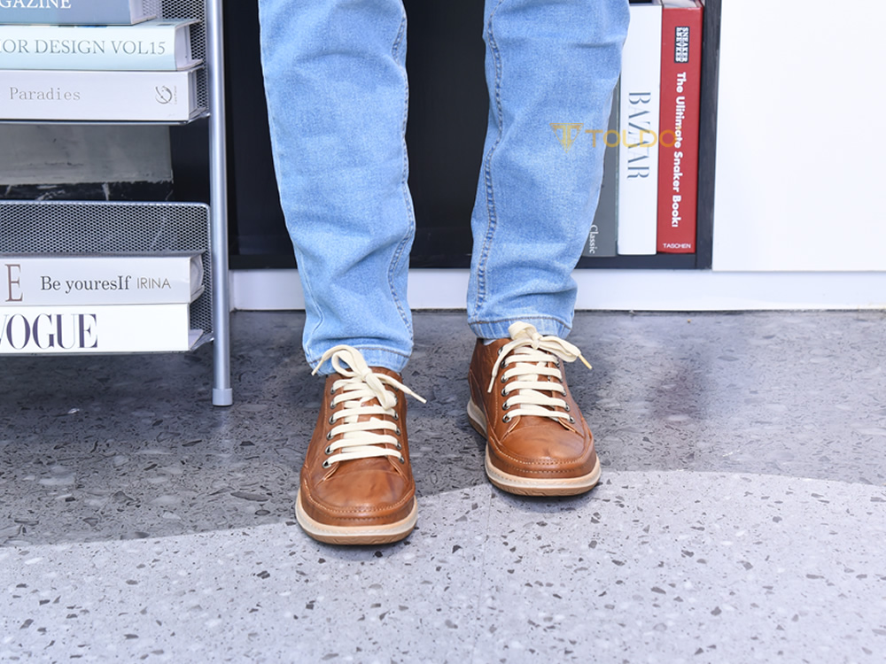 Giày cao 7cm màu nâu đế khâu nhẹ
