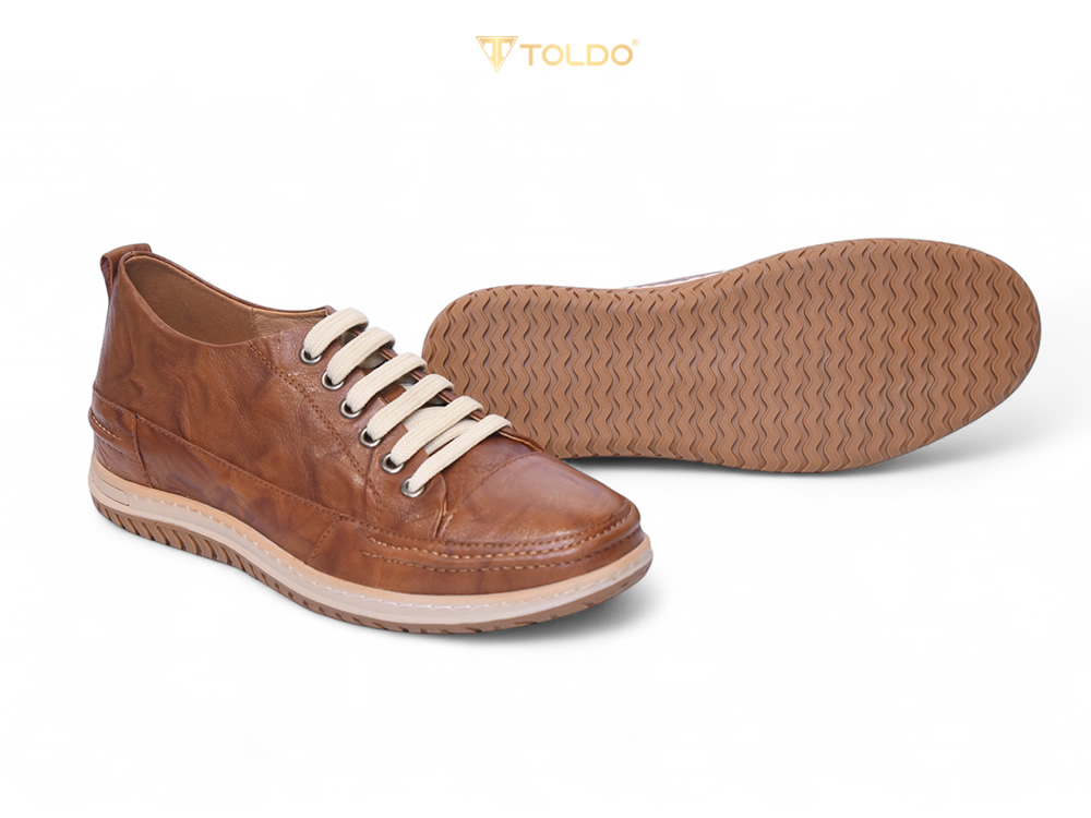 Giày cao 7cm màu nâu đế khâu nhẹ