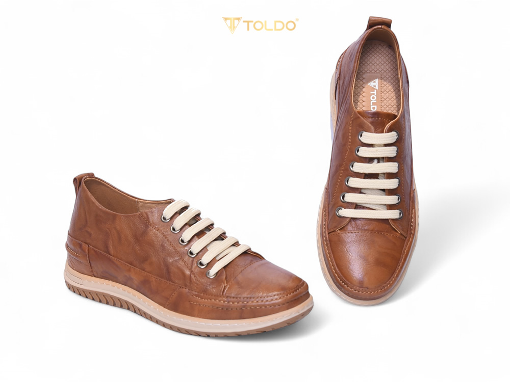 Giày cao 7cm màu nâu đế khâu nhẹ