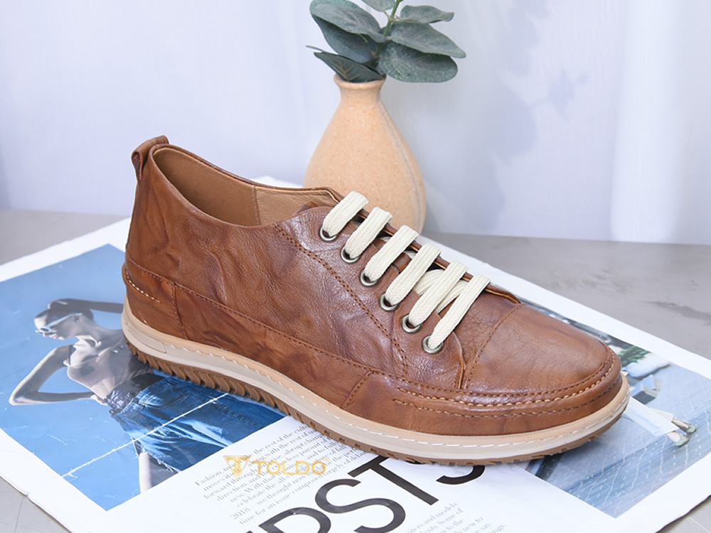 Giày cao 7cm màu nâu đế khâu nhẹ