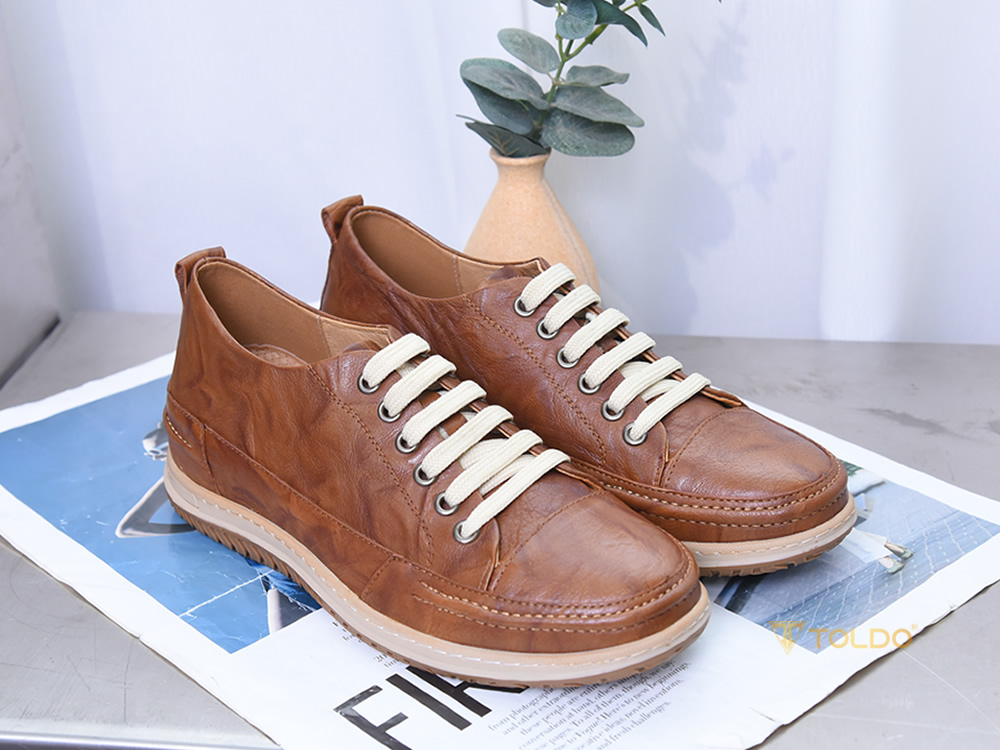 Giày cao 7cm màu nâu đế khâu nhẹ