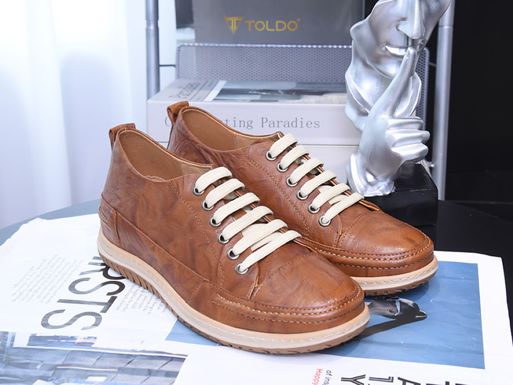 Giày cao 7cm màu nâu đế khâu nhẹ