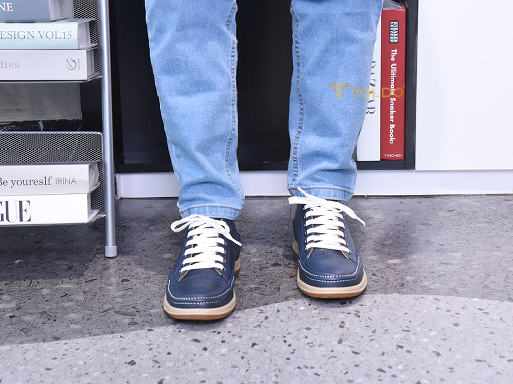 Giày cao 7cm thể thao đế khâu da thật 