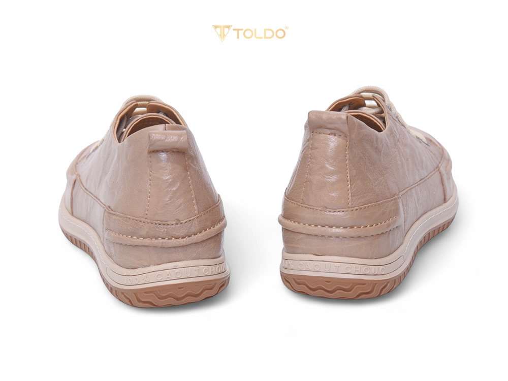 Giày cao 7cm màu be da thật đế khâu