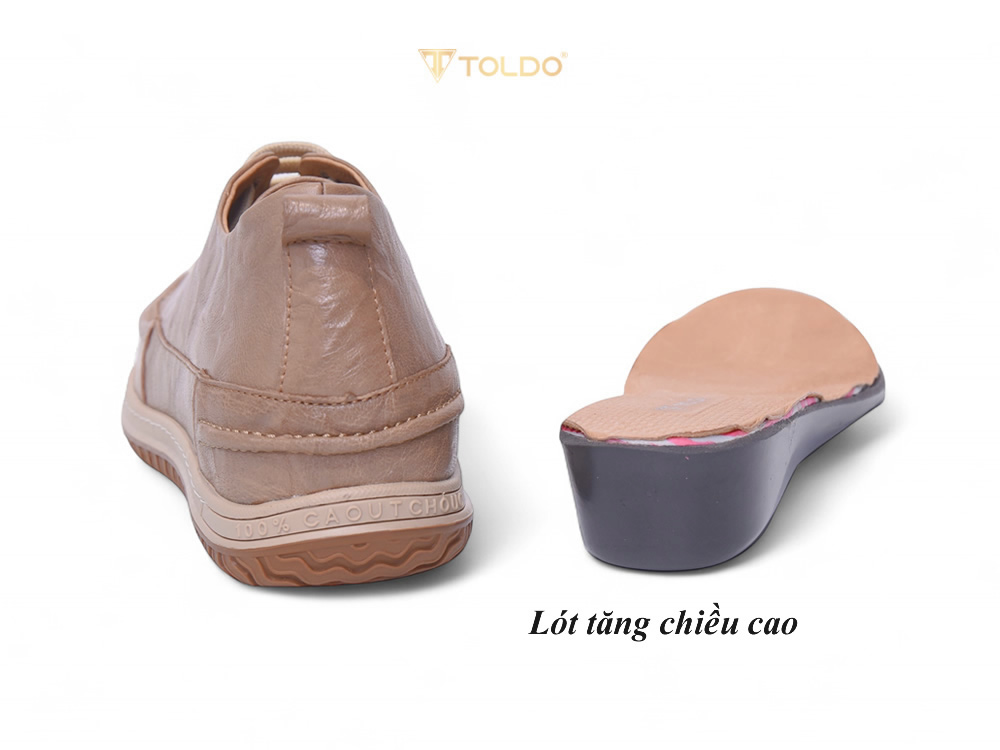 Giày cao 7cm màu be da thật đế khâu