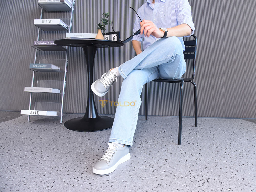 Giày cao 8cm thể thao màu ghi xám