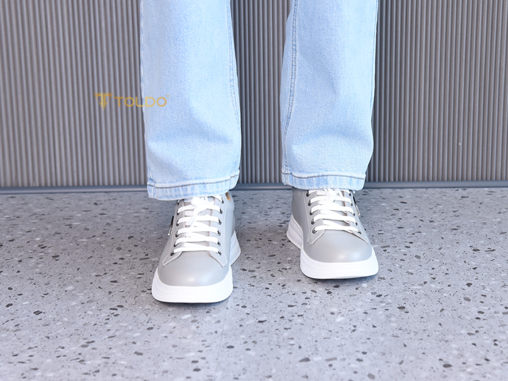 Giày cao 8cm thể thao màu ghi xám