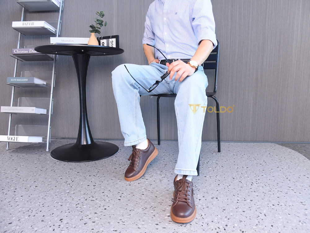 Giày cao 8cm thể thao nam màu nâu