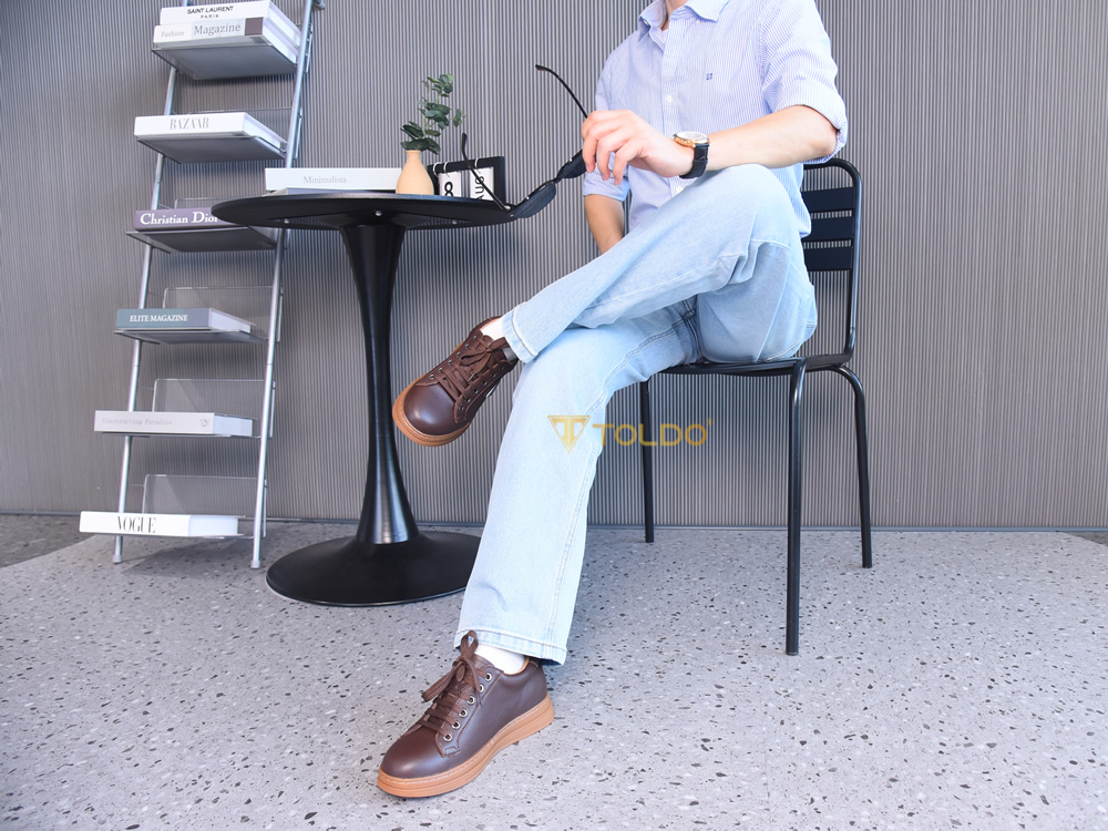 Giày cao 8cm thể thao nam màu nâu