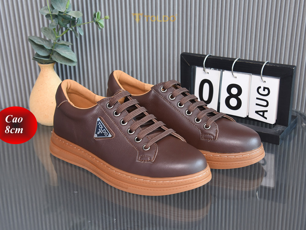 Giày cao 8cm thể thao nam màu nâu
