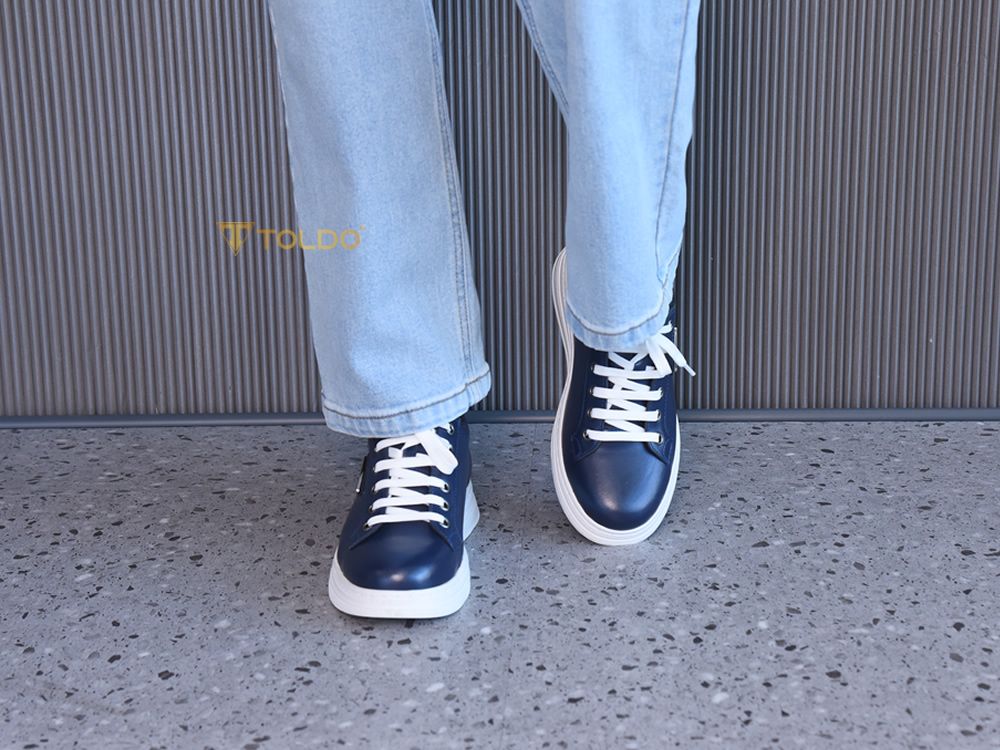 Giày cao 8cm thể thao màu xanh đế khâu